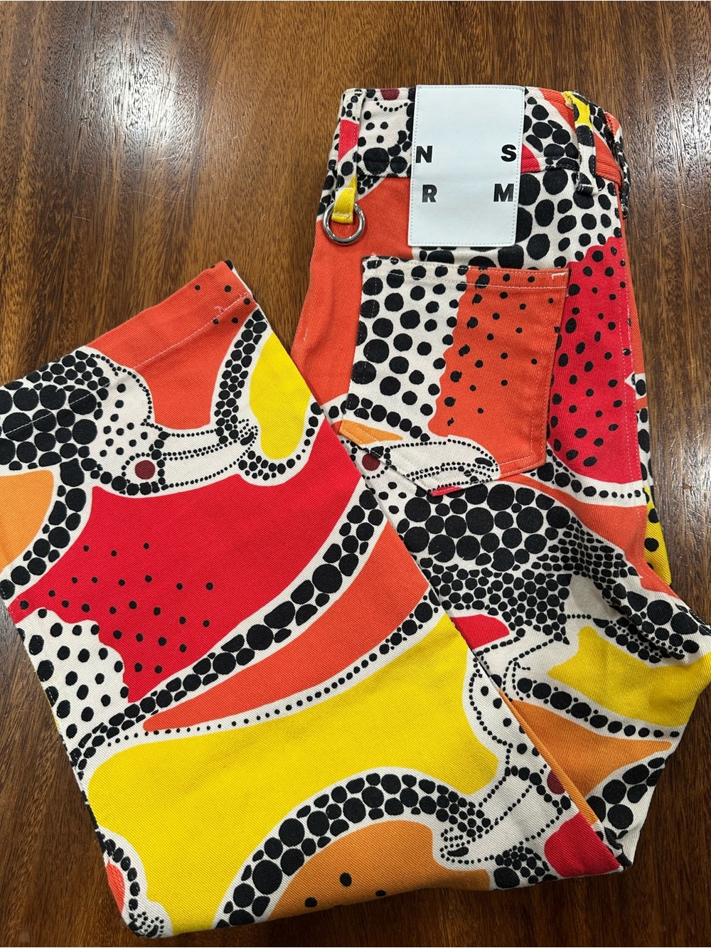 Simon Miller NSRM Shigedy Toucan Print Polka Dot Denim Pants Made In USA Sz 25